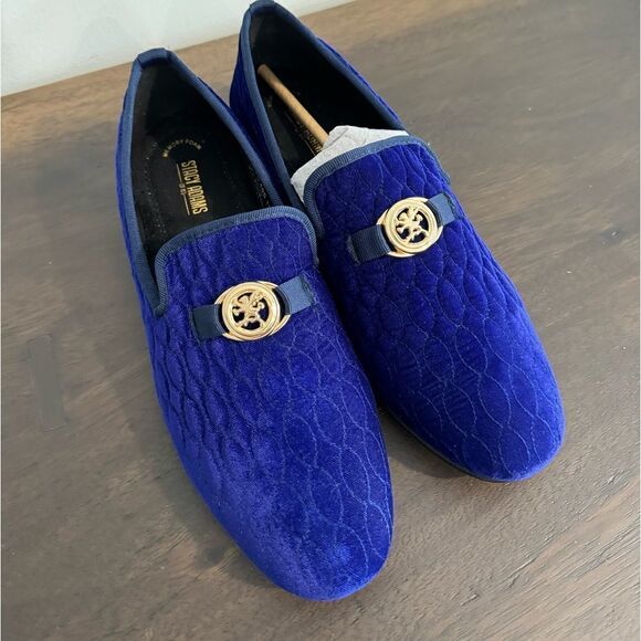 Men’s Royal Blue Suede Stacy Adams wedding Oxford 11 loafers shoes velour - Picture 3 of 5